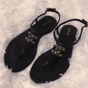 *SOLD* CHANEL lambskin black sandals